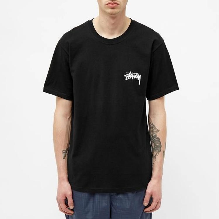 Stussy Футболка Falls Tee Классический Постер Короткий Рукав Американский Винтаж Унисекс Топы Черный 1904475-BLACK