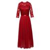 Bridesmaid Dress for Women Lace Patchwork Formal Gowns Crew Neck Chiffon Long Dress Wedding Guest Dress