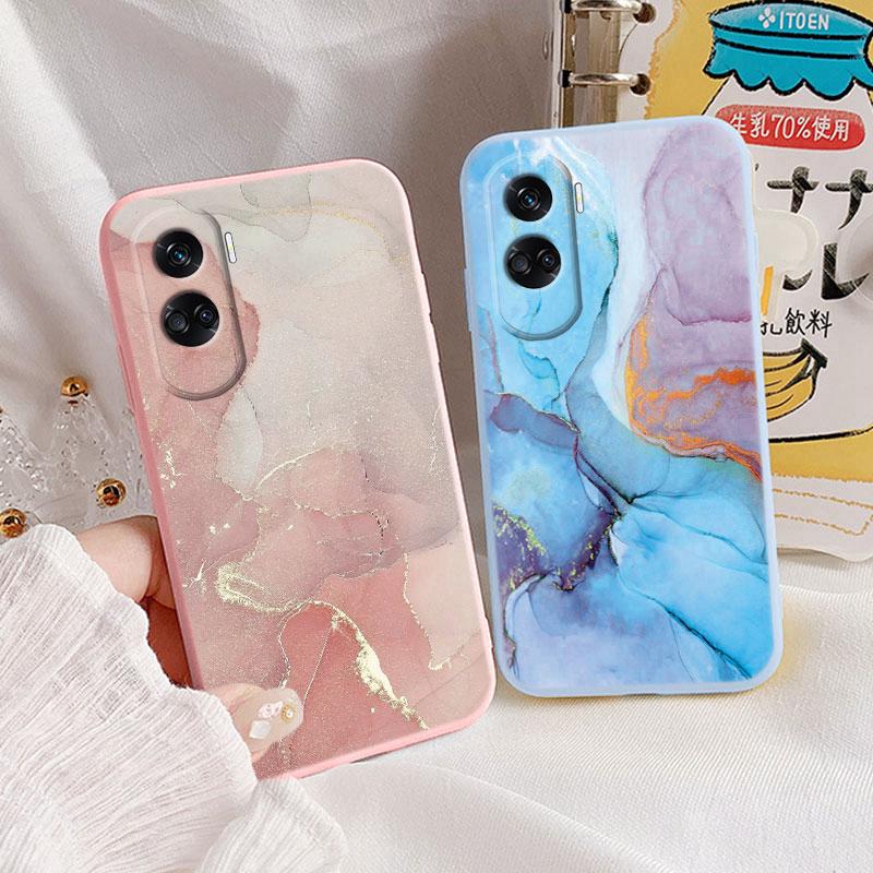 Чехол для Honor 90 Lite Модный Мраморный Расписной Силиконовый Мягкий Чехол Ударопрочный Художественный Чехол Для Honor 90 400 Lite Бампер Ударопрочный