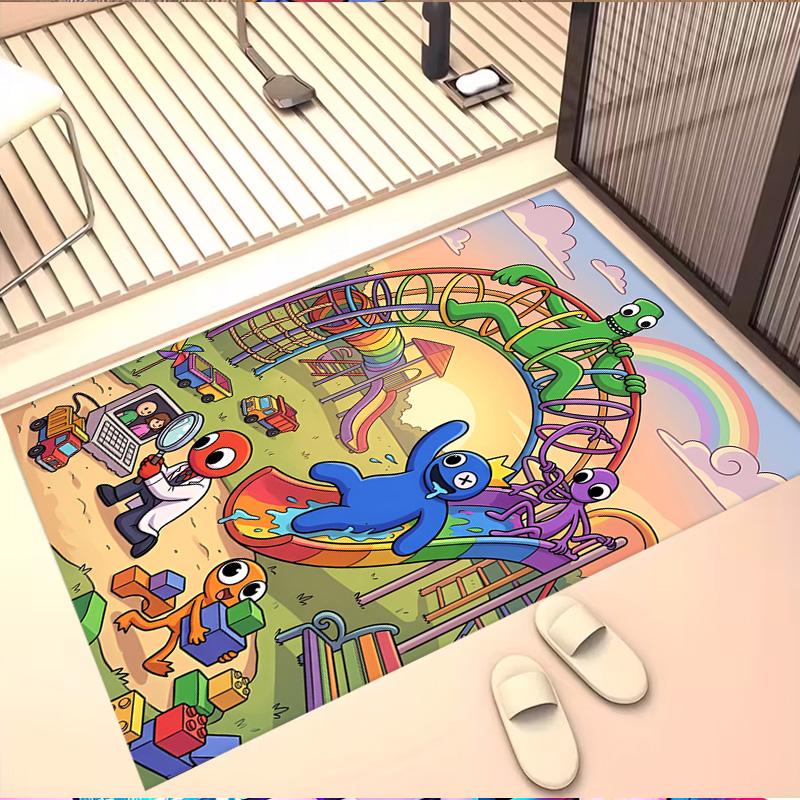 Game Rainbow Friends Print Rug, Washable Floor Carpet, For Entryway Dorm Laundry Room Office Study, Home Decor Birthday Christmas Gift