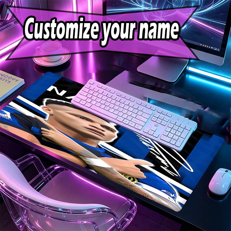 Custom Name Personalized Football Club Internazionale Pattern Mousepad, Laptop PC Desk Mat, Decorative Desk Mat for Home Keyboard Pad Gift