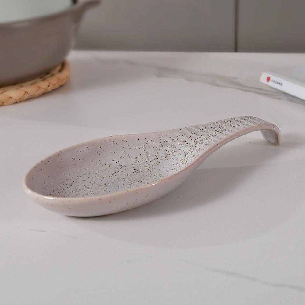 European Style Ceramic Spatula Rest Anti-skid Texture Ladle Holder Utensils Holder Easy To Clean