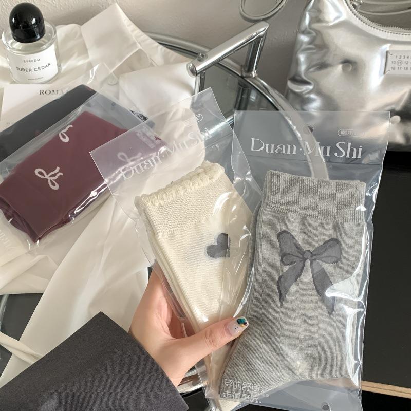 Женские весенне-осенние носки-гольфы с бантиком, милые и сладкие