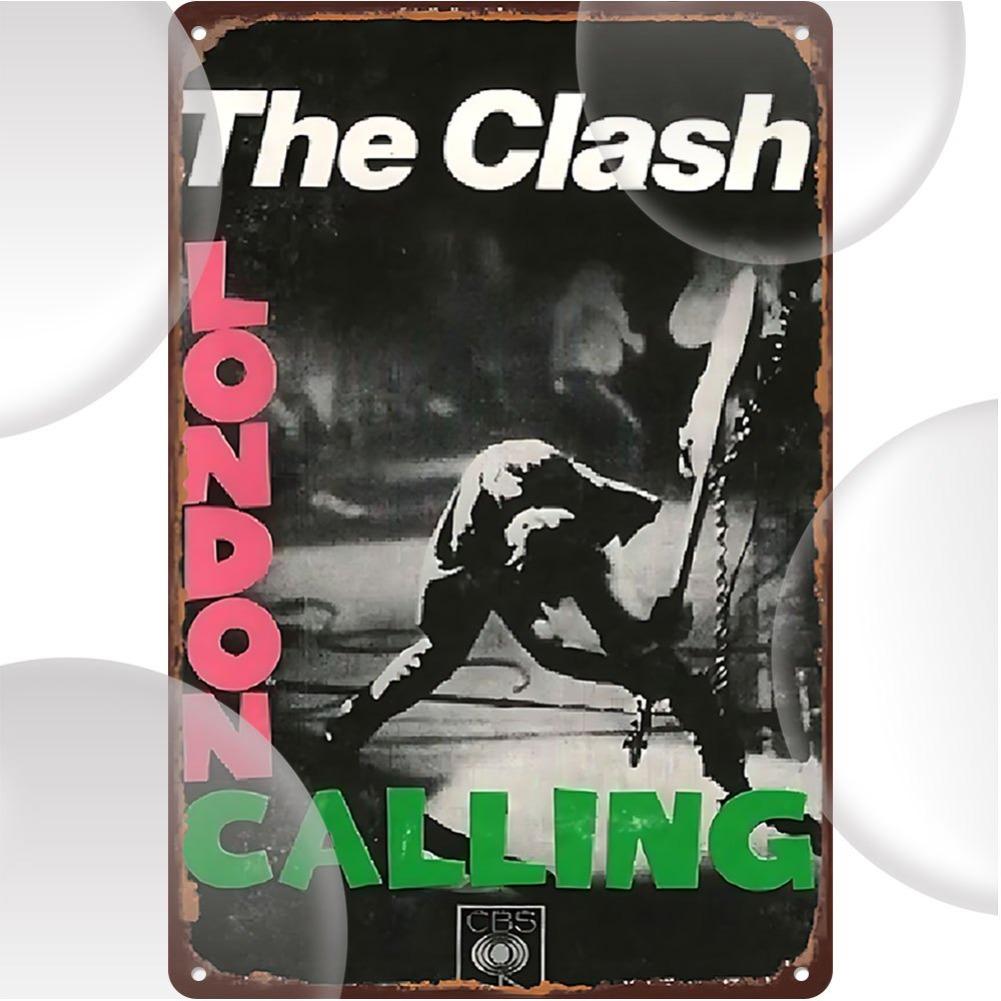1 шт. 8x12" The Clash London Calling Винтажная металлическая жестяная табличка - Ретро Панк-рок Настенное искусство, Декор для мужской комнаты, бара, Подарок фанату