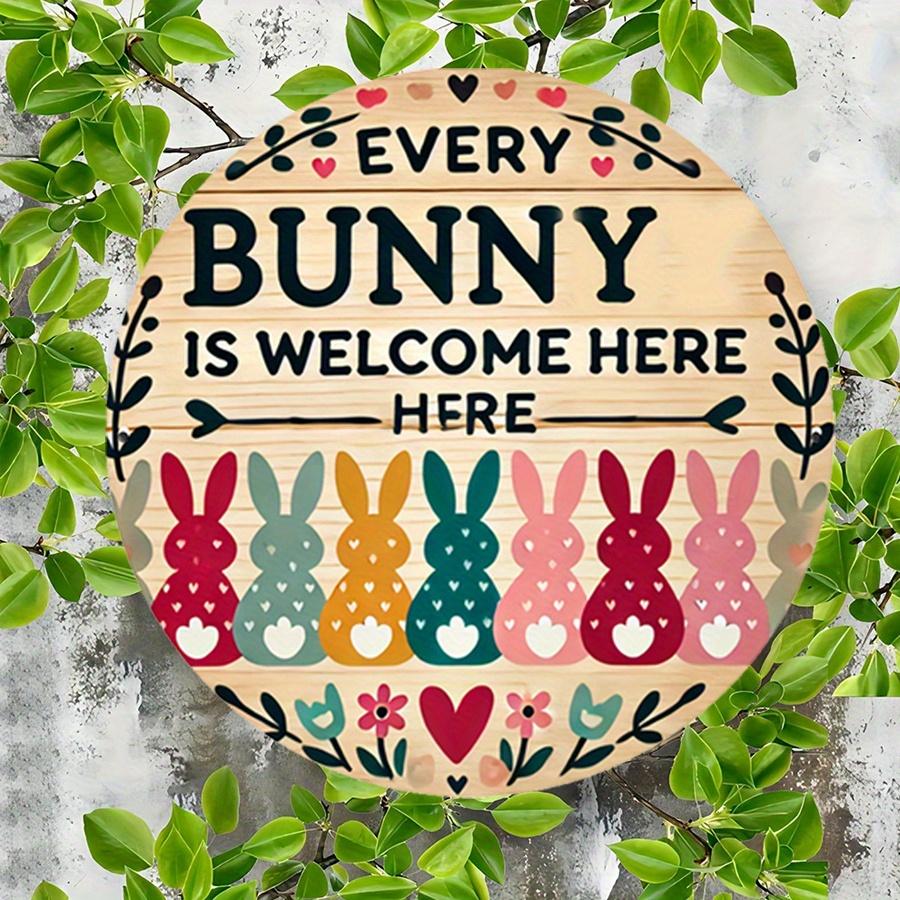 2D Flat 20cm Easter Bunny Welcome Sign Wooden Wall Hanging Decor - Car Balloon Universal Holiday Wooden Pendant, Home Decoration, Welcome Sign Party