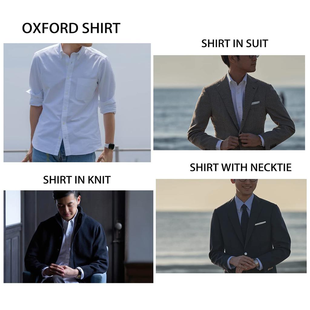 [LOTRICELOT] Men's Oxford Shirt Shirt Men's Long Sleeve Short Sleeve Casual Shirt Men's Button Down Classic Fit Easy Care Shape Stable Shirt Plain