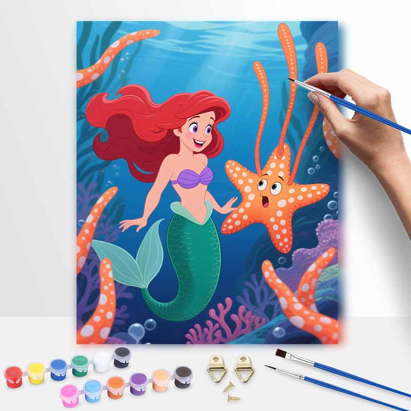 Disney Цифровой набор для масляной живописи Арт-набор Русалка Подводная сцена Ручная раскраска Картина Домашний декор