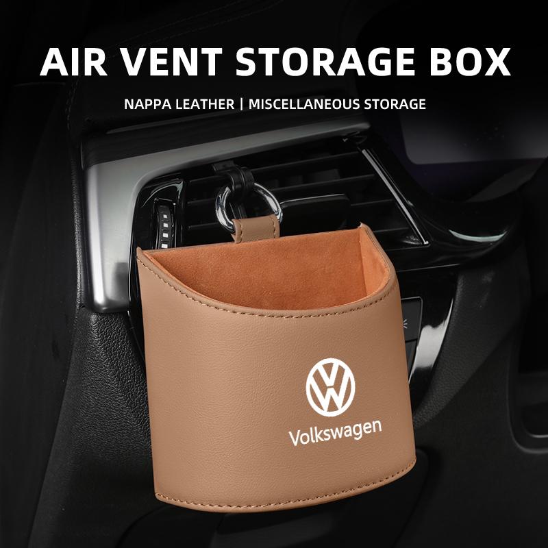 Car Air Vent Storage Box Leather Vehicle Vent Mount Storage Pouch For Volkswagen VW Scirocco Jetta Beetle Golf 4 5 6 Passat Polo zj0