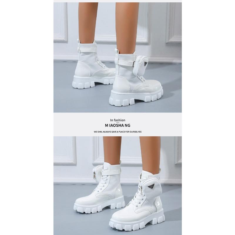 Осень Новые Женские Ботильоны Байкеры Большого Размера Женские Ботильоны в Британском Стиле на Платформе на Шнуровке Короткие Рыцарские Ботинки Мартин