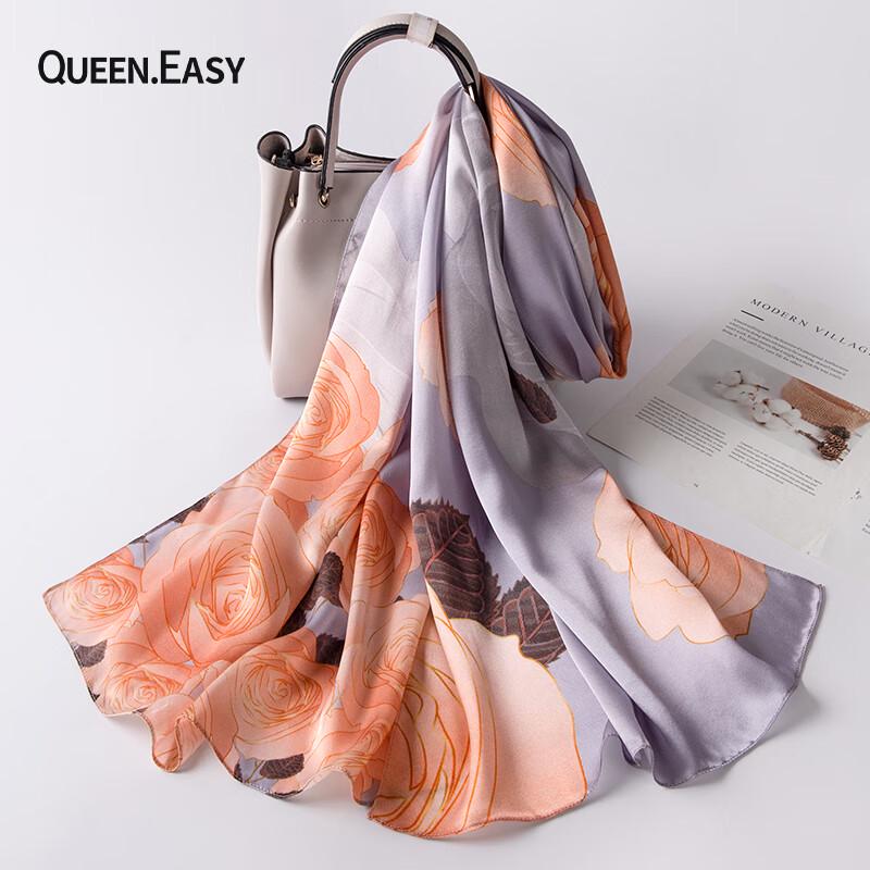 QUEEN.EASY Women's Mulberry Silk Satin Scarf & Shawl