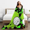 Gir Invader Zim Cartoon  Throw Blanket  Flannel Bedspread For Couch Chair Sofa Bed Funny Sofa Bed Cover