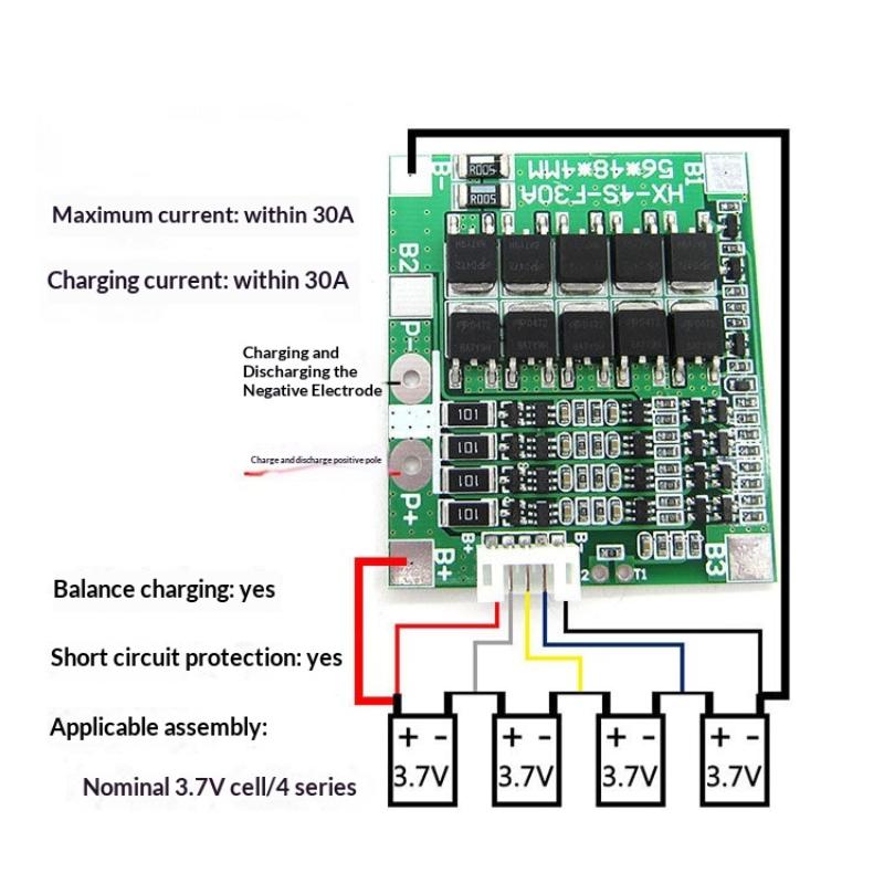 4S 3.2/3.7V 30A BMS Lithium Battery Charging Board with Balancer for Efficient Energy Use