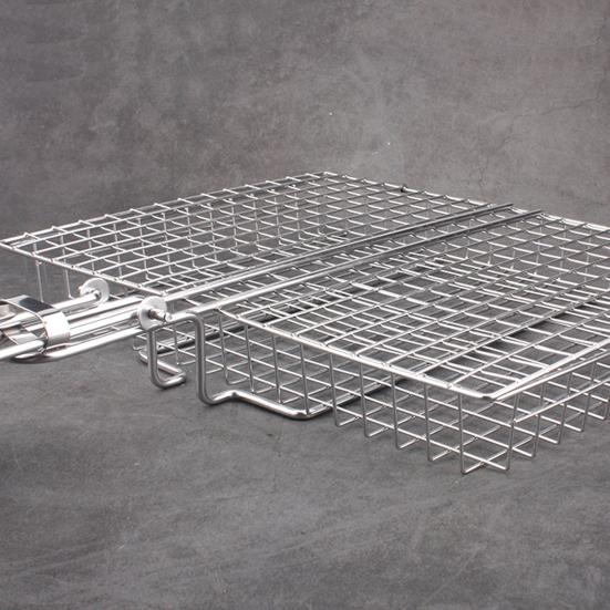 Fish Vegetable Grill Basket Stainless Steel BBQ Grilling Basket Portable Folding Barbecue Camping Grilling Rack for Fish Vegetables Shrimp