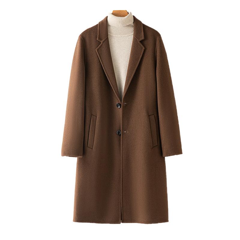 Двустороннее пальто из 100% шерсти, мужское утолщенное шерстяное пальто, длинное пальто из низи без кашемира