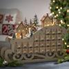 Wooden 24 Countdown Christmas Calendar Creatived Home Sleigh Calendar Wooden LED Christmas Decoration Ornaments