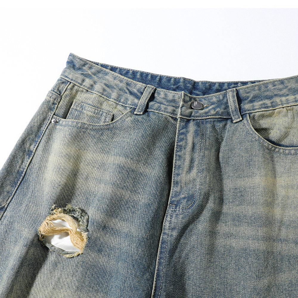 Мужские хлопковые весенние летние рваные джинсы повседневные брюки брюки винтажные широкие джинсовые брюки джинсы для мужчин модная одежда уличная одежда