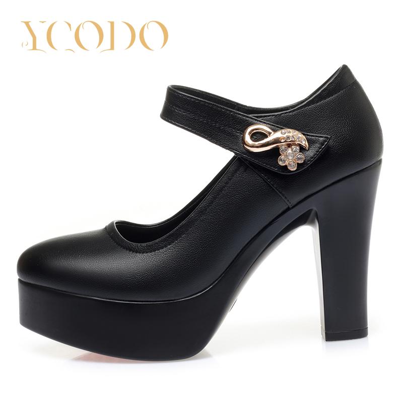 Удобные модельные туфли Мэри Джейн из натуральной кожи для студентов и девочек на высоком каблуке для женщин