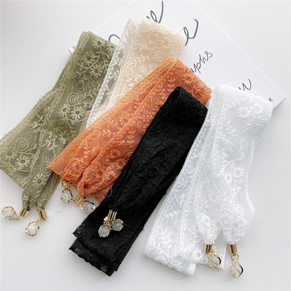 Хлопковый льняной кружевной треугольный шарф для женщин на весну, осень и лето, маленький цветочный маленький шарф, украшение на голову, тонкий стильный шелковый шарф