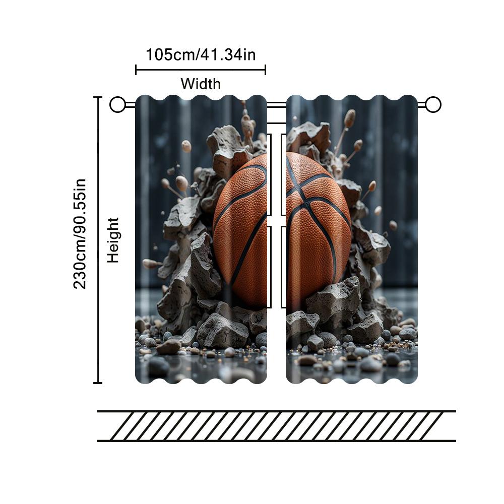 2 pcs   filtering curtains (excluding rods   non-movable   without batteries) Brave basketballbackgroundsuitable for use in