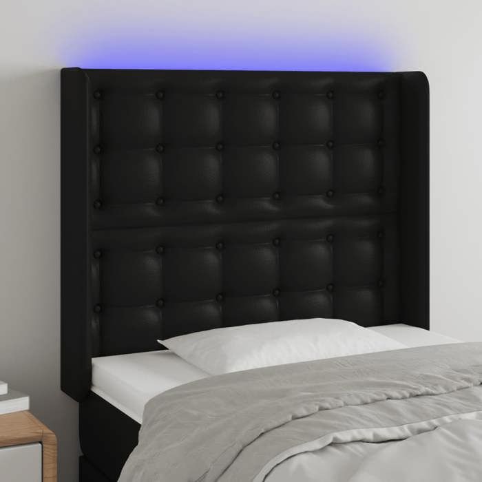VidaXL LED Headboard Bedroom Furniture Single Bed Accessory Headboard Interior Black 3124126