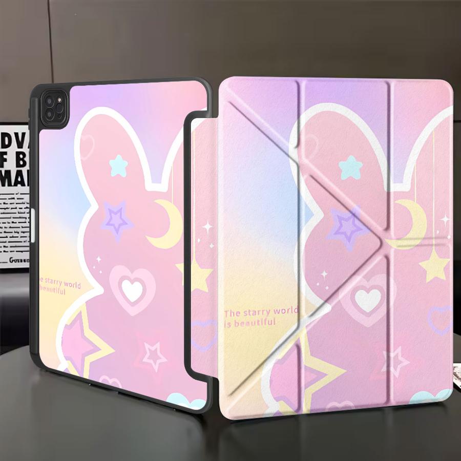 Розовый Держатель-Кролик Чехол для Планшета Для iPad Pro 2025 Air 4 5 M3 M2 1 2 M4 11 дюймов Mini 6 7 Pro 11-го 10-го 9-го 8-го 7-го