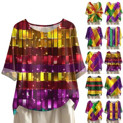 Женская модная и повседневная рубашка с полурукавом и круглым вырезом, блузка из хлопка и льна