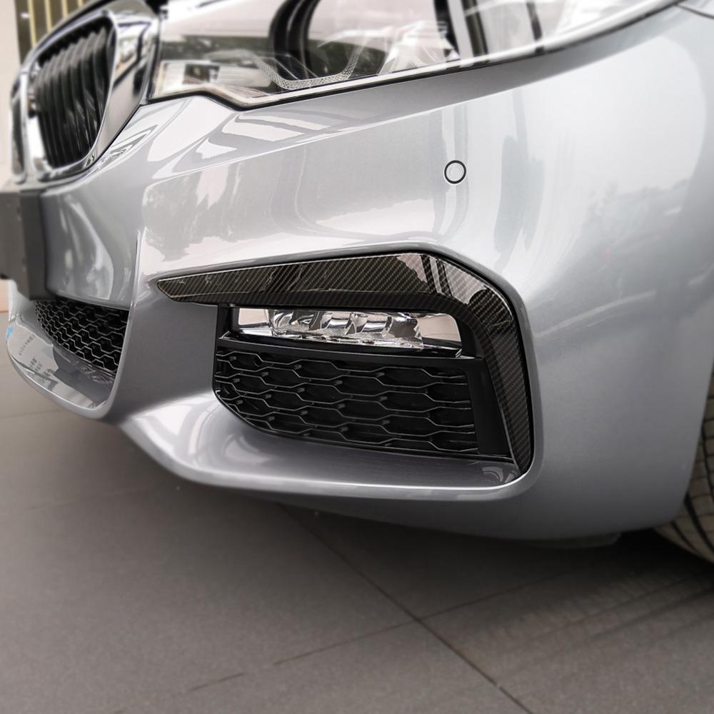 2pcs Carbon Fiber Style Car Front Foglight Lamp Eyebrow Eyelid Cover Trim Stickers for BMW 5 Series M Sport G30