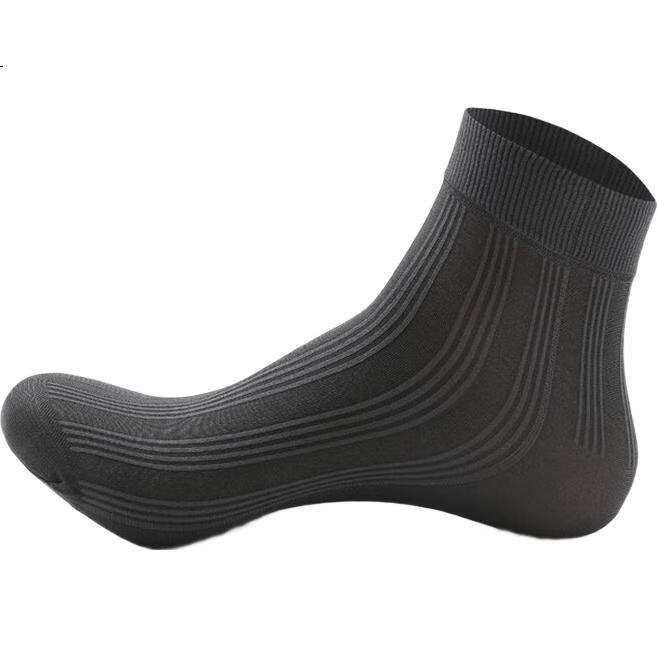 LangSha Men's Socks, Summer Thin Breathable Ice Silk Socks, Black Mid-Calf Business Socks