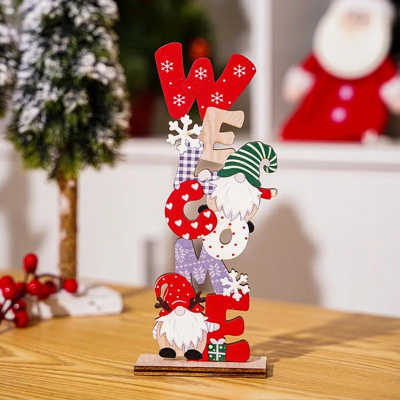 Christmas 2025 New Decoration Wooden Tabletop Standing Ornaments Welcome Xmas Noel Wood Sign Merry Christmas Decor For Home