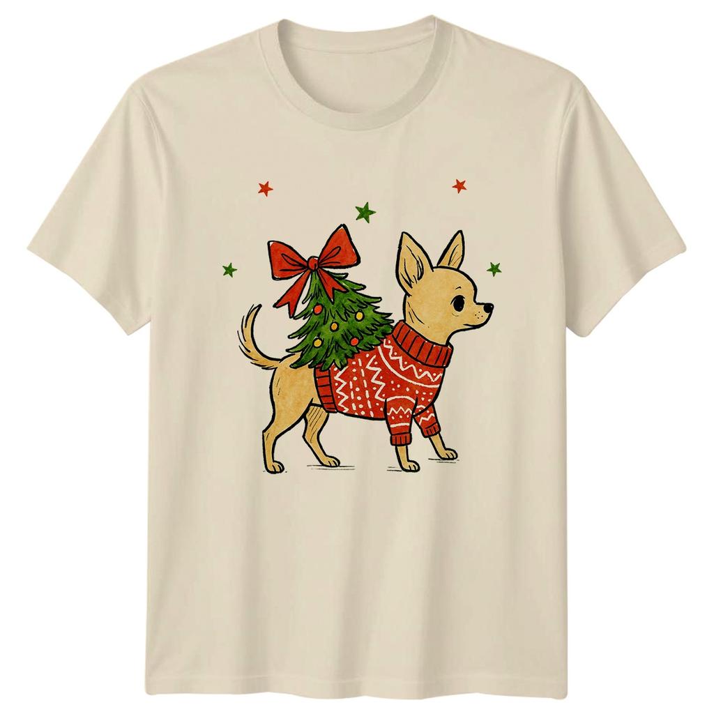 Chihuahua Christmas Tree Holidays Unisexs TShirt Unisexs Tee Graphic Top