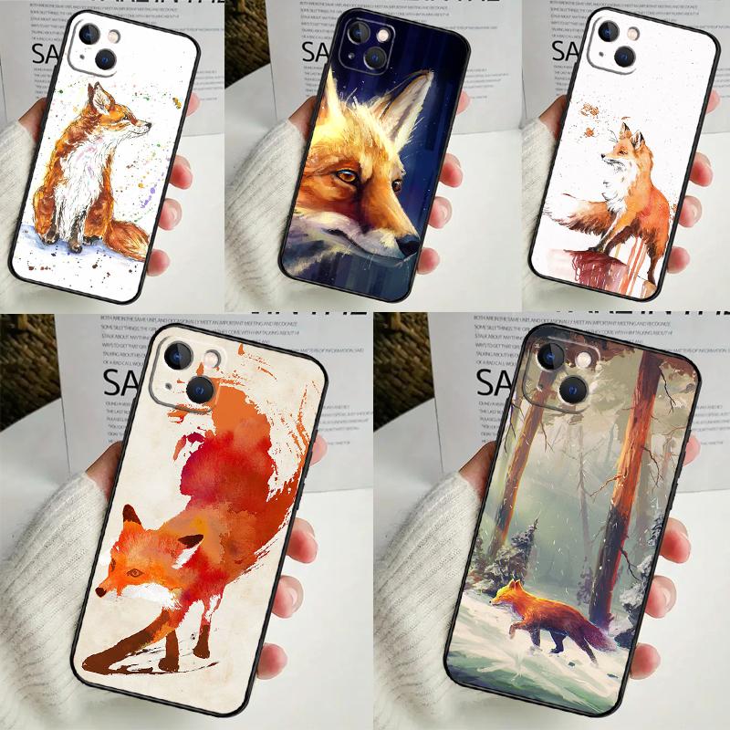 Акварельная живопись Чехол с лисой для iPhone 17 Air 15 14 11 16 Pro Max 12 13 Mini 15 16 Plus 16e Funda Силиконовый чехол