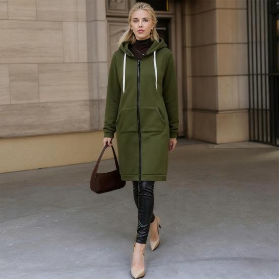 Zip Up Hoodies for Women Oversized Fleece Long Tunic Hooded Sweatshirt Fall Winter Casual Drawstring Coat with Pockets