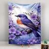 Bluebird Among Purple Blossoms Patterned tapestry for bedroom and living room home decor