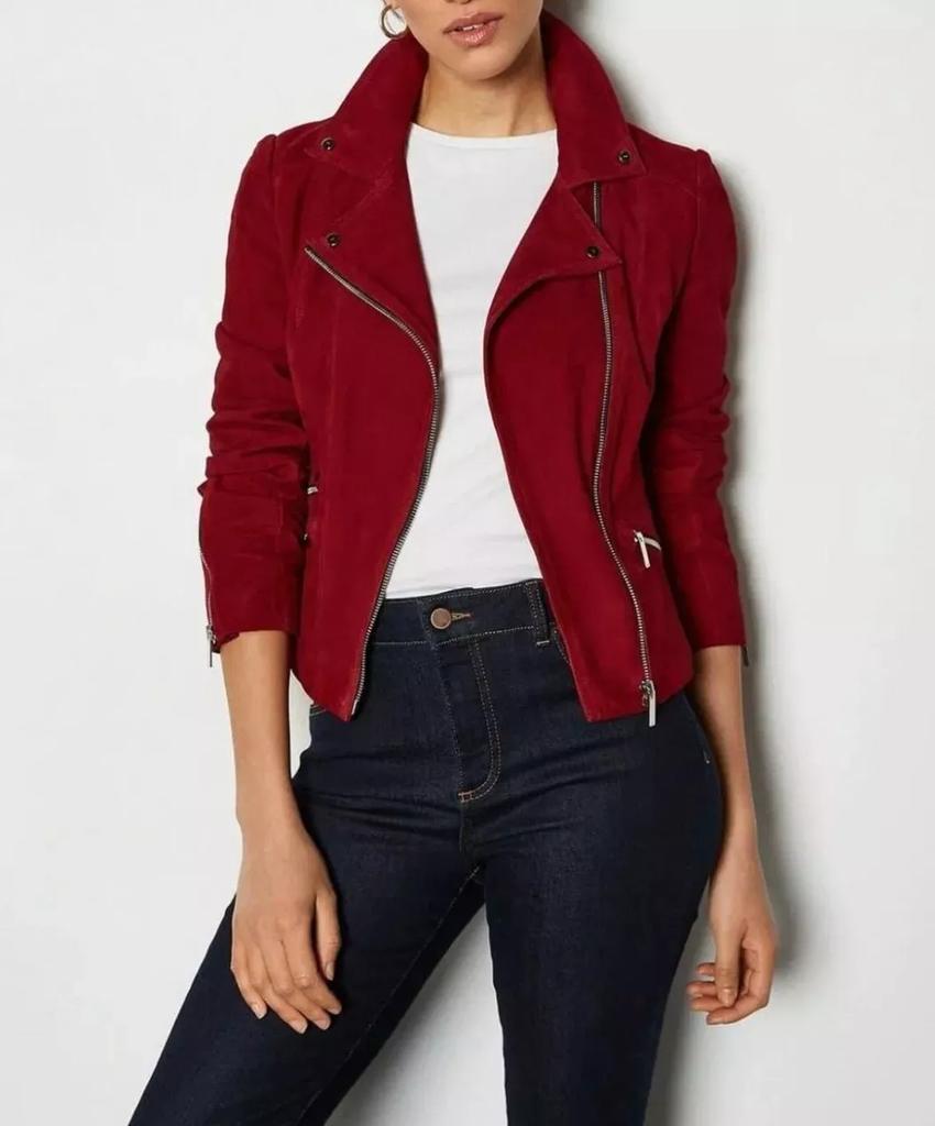 Classy Handmade Women Genuine Soft Pure Suede Leather Jacket Biker Casual
