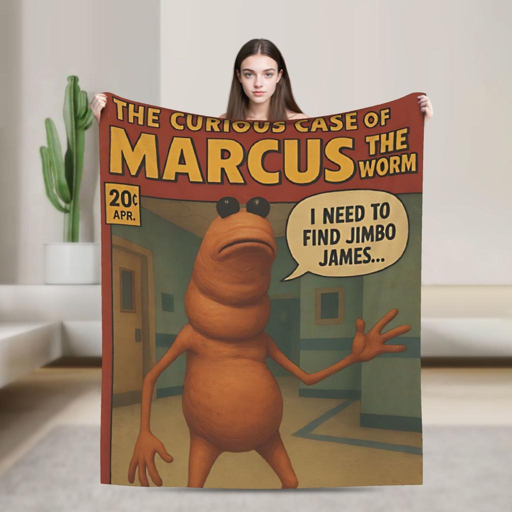 Marcus The Worm Virtual Chat Meme Where Is Jimbo James Blanket Plush Funny Warm Throw Blankets for Bedspread Spring/Autumn