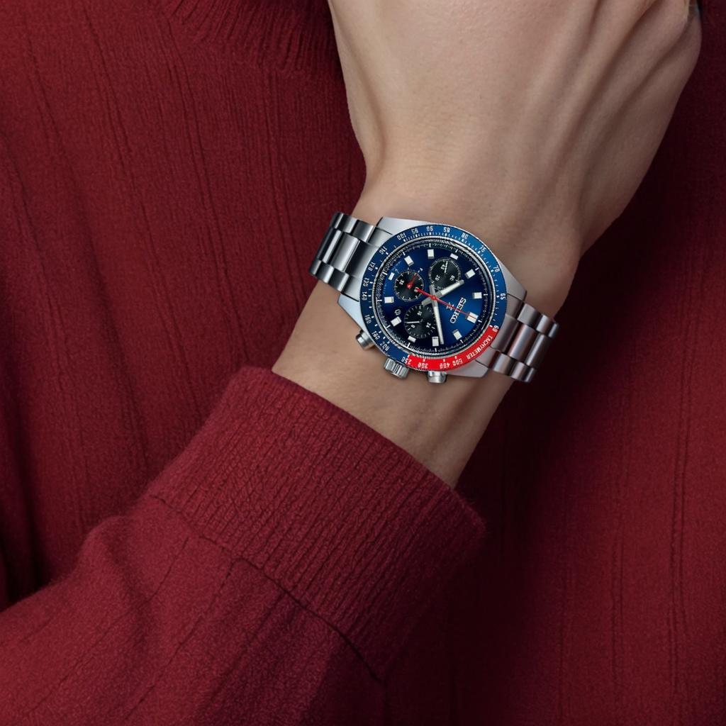 Seiko Мужские часы 41,4 мм SBDL097 с солнечным кварцевым механизмом, водонепроницаемостью 100 м и стальным ремешком