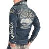 Our Jeans Custom Design Logo Embroidery Patch Denim Jacket Distressed Indigo [Banson] Store's Custom-made & JFV-2302-INDIGO (L, (A))