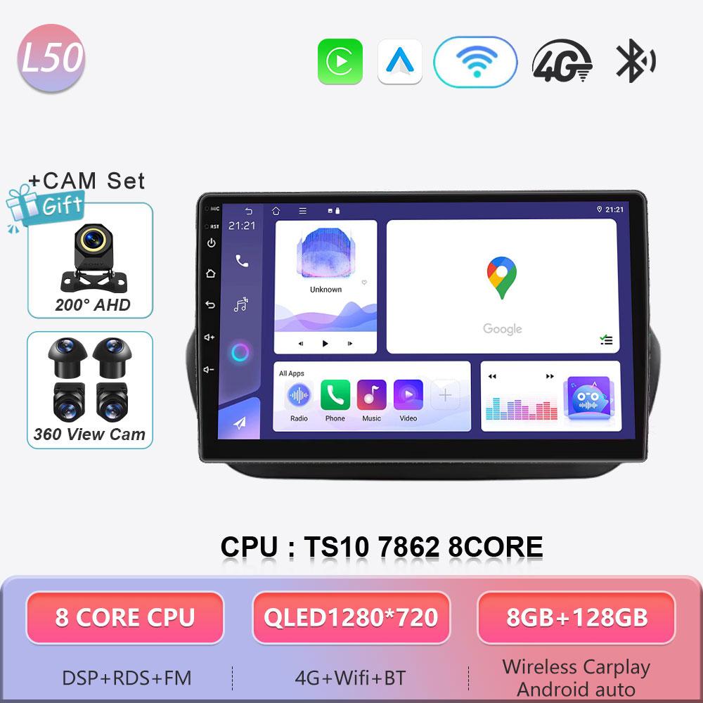 Autoradio Android 16 pour Fiat Fiorino Qubo Citroën Nemo Peugeot Bipper 2008 à 2017 Lecteur Multimédia Carplay GPS Écran QLED 4G