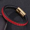 Fashion Red Braid Leather Charm Men Women Bracelet Buckle Clasps Punk Bracelets Bangles Men Jewelry