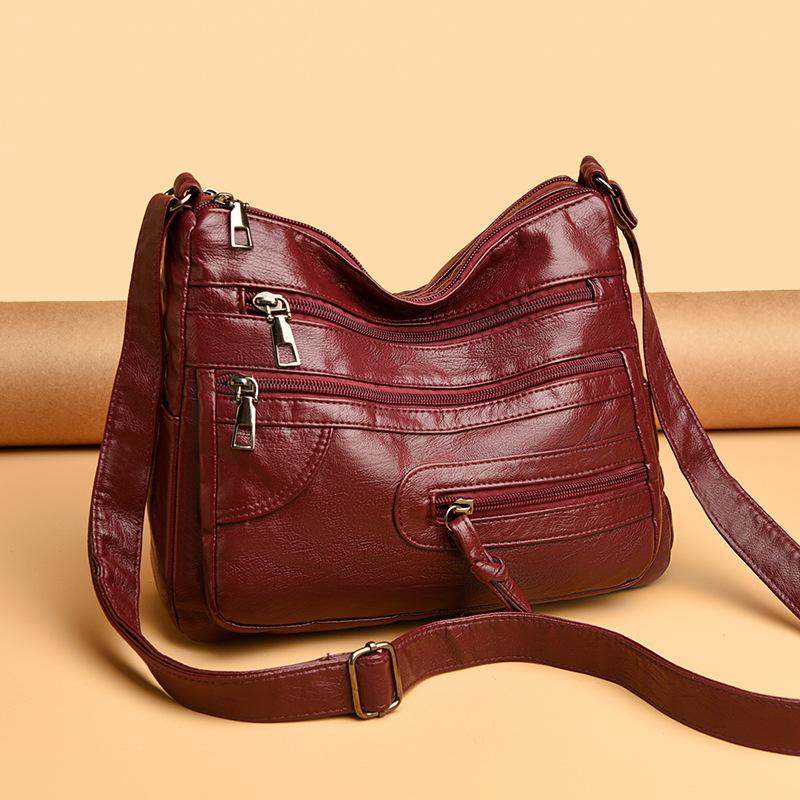 Вместительная женская модная однотонная сумка через плечо, многослойная сумка-мессенджер, многофункциональная сумка для хранения, сумка под мышкой для выхода в свет и путешествий