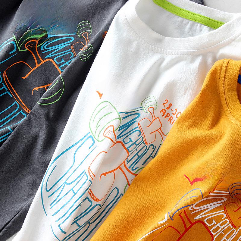 Детские летние хлопковые футболки в корейском стиле с короткими рукавами для мальчиков среднего и крупного возраста.