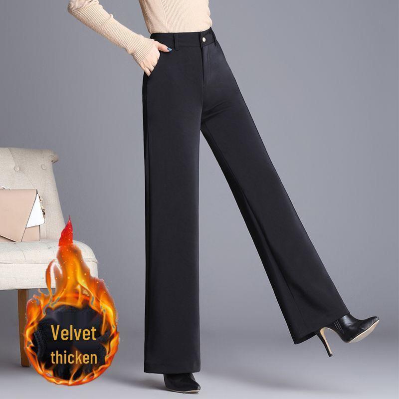Women's High-Waisted Wide-Leg Pants: Autumn Drape, Loose Fit for Runway, Square Dancing, Social & Latin Dance, and Mother's Wear.