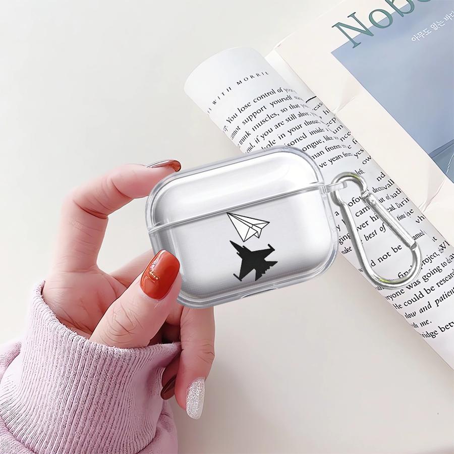 Чехол для Airpods 1 2 4 Pro2 Pro3 Pro 3 Прозрачный Чехол для Наушников Обложка Арт с Самолетом