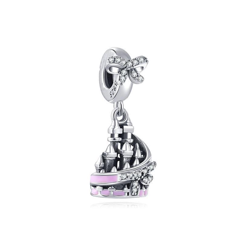 Flower Fairy Castle Bow Charm Silver 925 Fine Jewelry For Women Bracelet Beads New