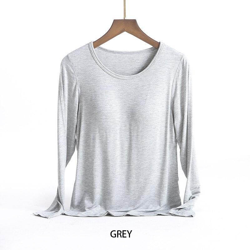 Весенне-осенние пижамы с длинными рукавами и накладкой на груди. Бюстгальтер для домашнего обслуживания. Встроенная осенняя домашняя базовая внутренняя одежда для женщин.