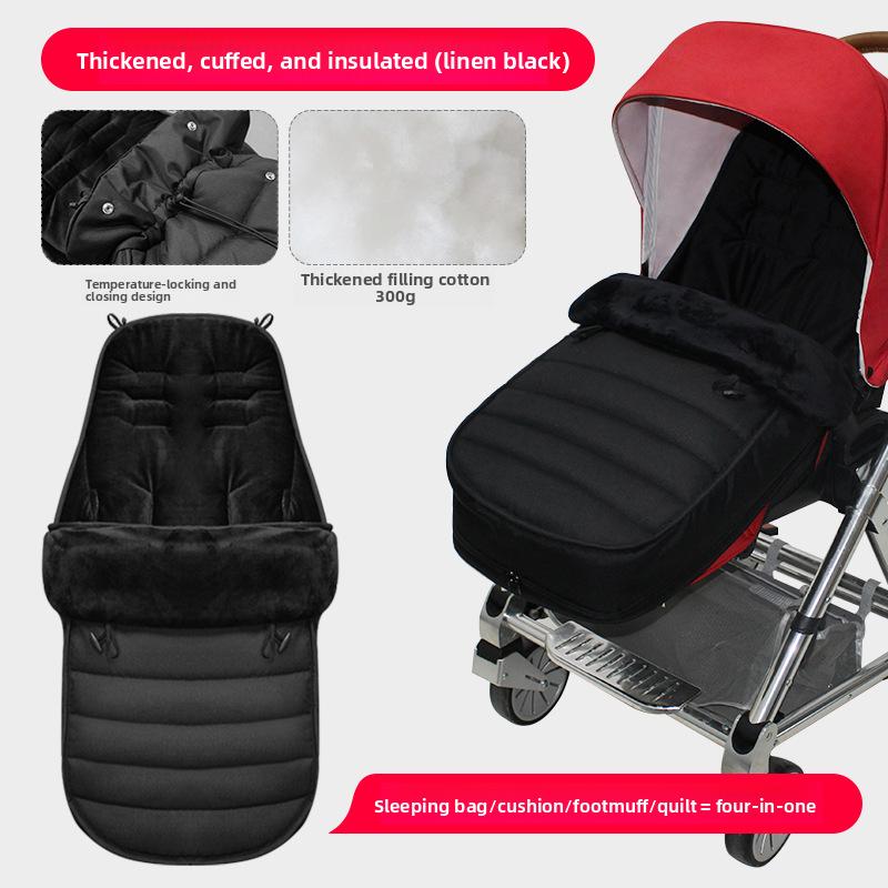 4-in-1 Stroller Footmuff Baby Sleeping Bag, Detachable Foot Opening, 300g Thick Ultra-fine Fleece