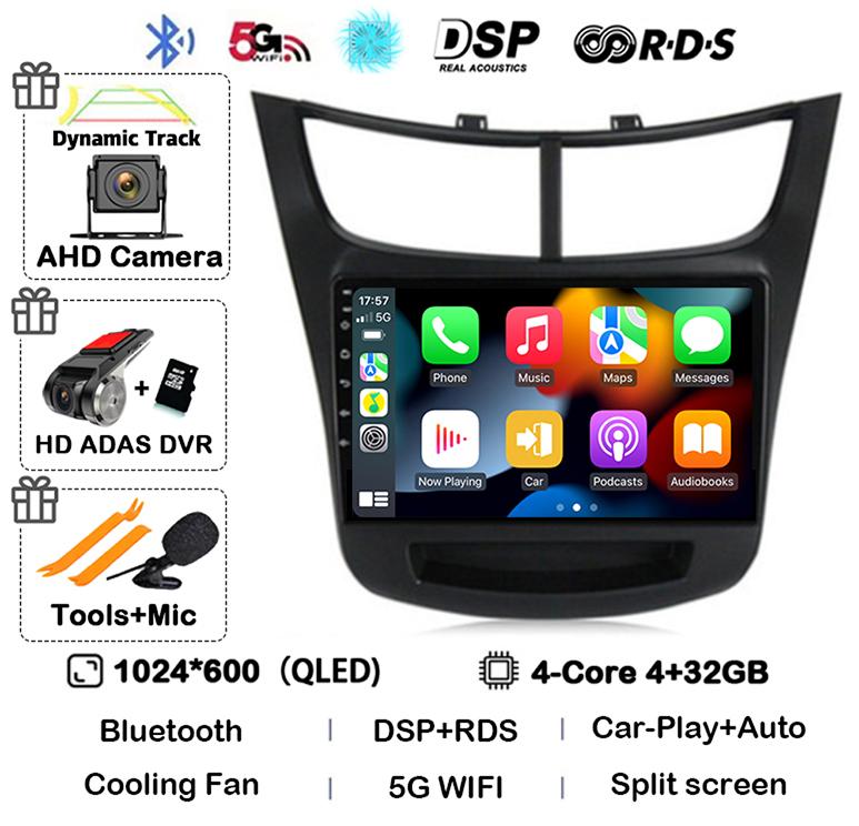 Android 14 Carplay Auto Car Radio For Chevrolet Sail Aveo 2015 2016 2017-2019 Multimedia Stereo Player GPS Navigation 4G WFI DSP