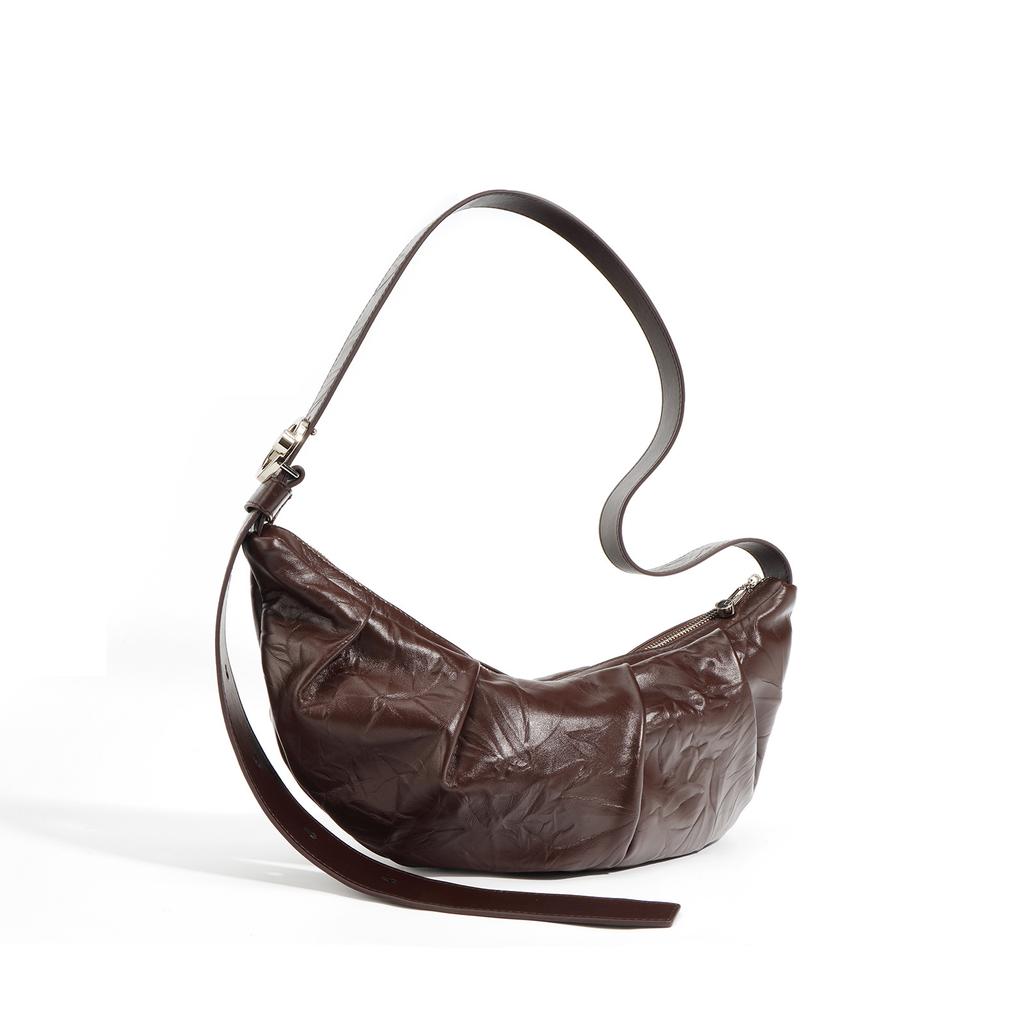 Нишевый дизайн минималистичный стиль текстура коровьей кожи сумка-круассан универсальная повседневная сумка для поездок на работу натуральная кожа женская сумка