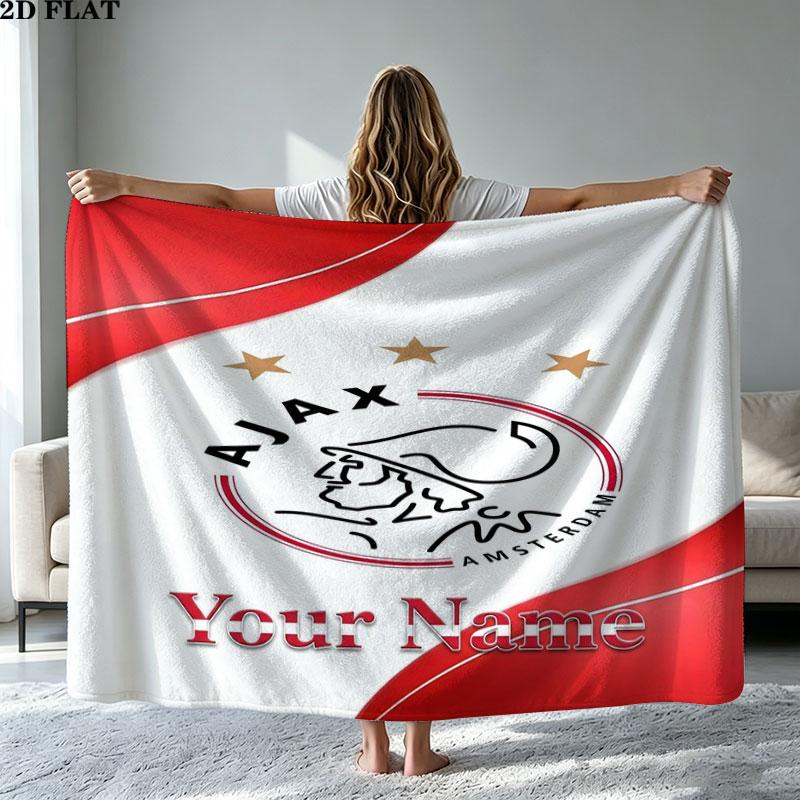 1PC AFC Ajax Custom Name Patterned Flannel Blanket Suitable For All Seasons for Home Decor Warmth and Comfort Gifts Holiday Present
