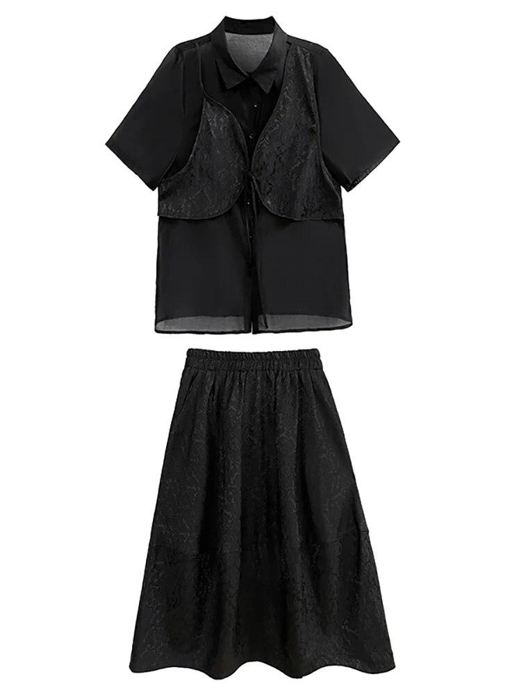 Xitao Комплект однотонной юбки, женский свободный комплект из двух частей для похудения LYD1849